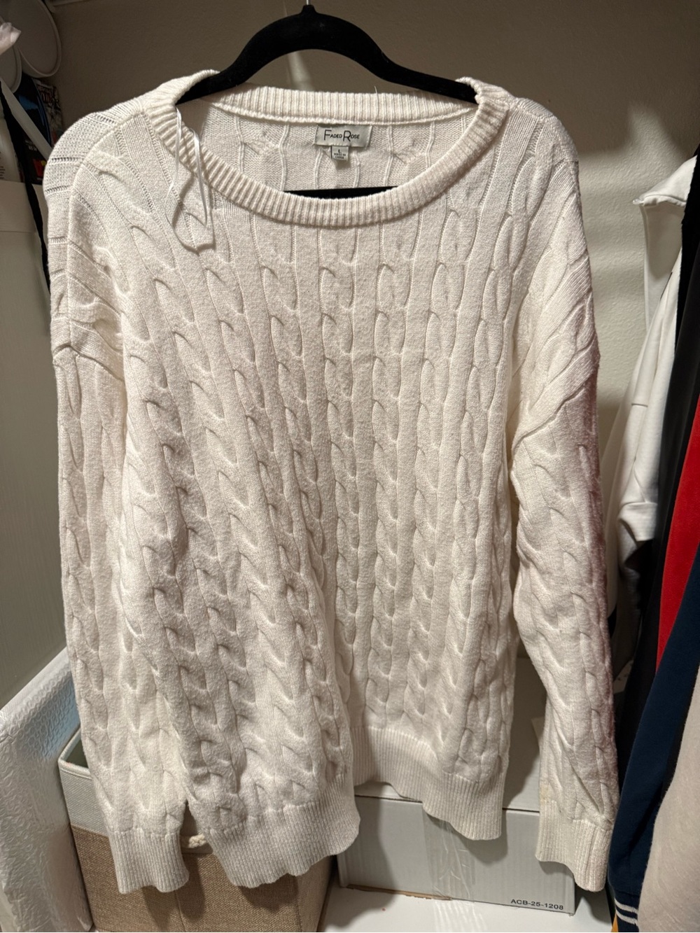 Forever 21 Ivory Cable Knit Crewneck Sweater